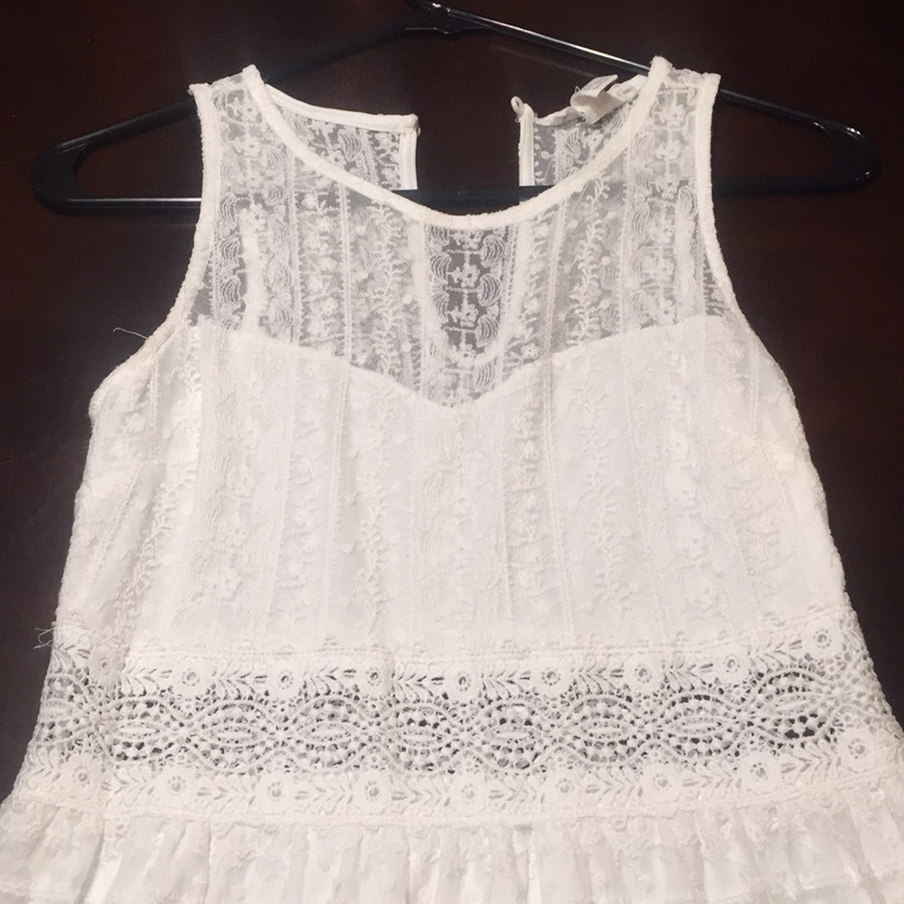 White dress with see-through mid-drift!